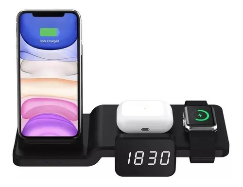 Base Reloj Carga Rápida 15w Para iPhone/ Watch/ AirPods