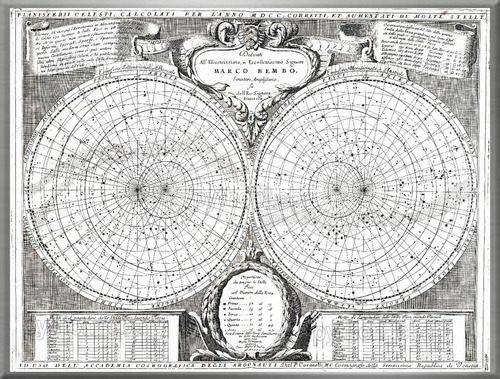 Cuadro Mapa Planisferio Celeste V. Coronelli - Siglo 17 1693