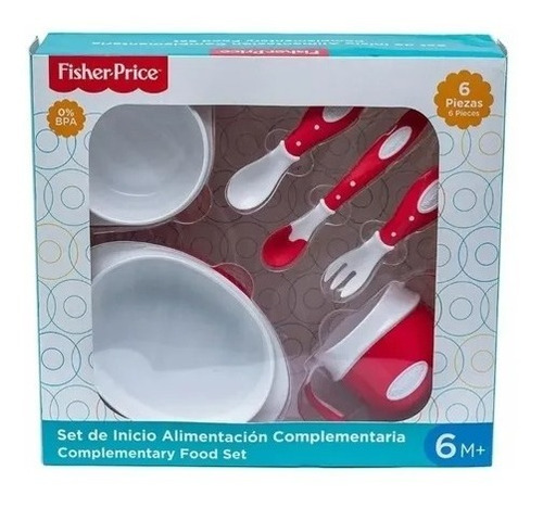 Set Alimentación Bebe Vaso Plato Cubiertos Fisher Price 6pz