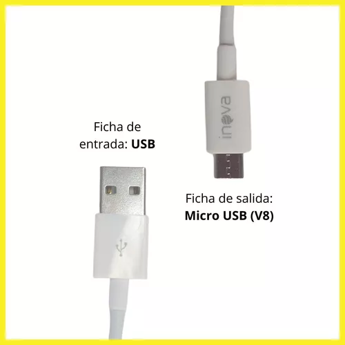 Cable Cargador Y Datos Micro Usb V8 Inova 1m Celular Tablet