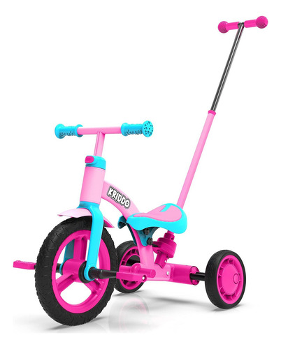 Triciclo 3 En 1 Para Niños Con Mango De Empuje Color Rosa Color Rosa Chicle