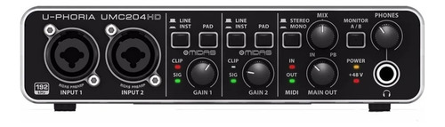 Behringer Umc-204hd U-phoria Interface 2 Entradas 4 Salid Color Negro