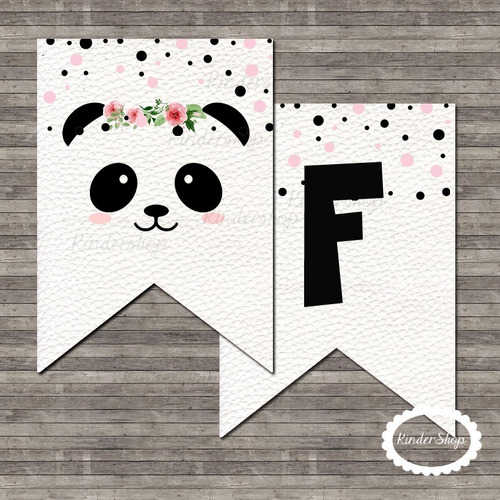 Kit Cake Topper Panda Adorno Torta Imprimible + Banderín
