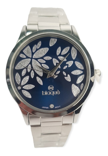 Reloj Análogo Blaque Para Dama Bq174 Plateado Azul