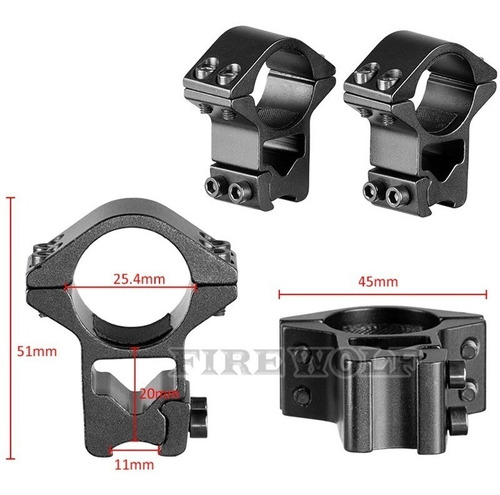 Montura Mira Telescopica Riel 11mm Doverail 20mm De Alto