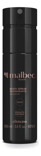 Malbec Black Desodorante Body Spray, 100ml Fragrância Amadeirado