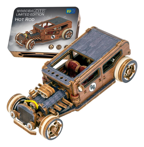 Puzzle Wooden.city Model Hot Rod Car, Kits Modelo A