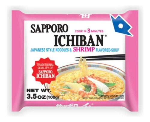 Ramen Sapporo Ichiban Sabor Camarones 100 Grs - Origen Eeuu.