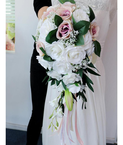 Ramo De Rosas Artificiales Flores Boda Nupcial Una