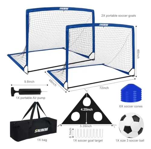 6x4 Ft Kids Soccer Goals For Backyard Set Of 2-