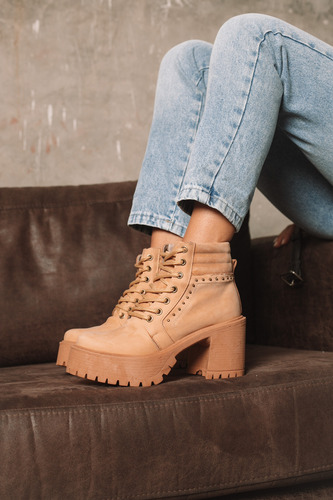 Borcegos Mujer Cuero Taco Alto Plataforma Botas Moda Romi
