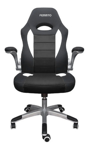 Silla de escritorio Femmto BG001 gamer ergonómica  negra con tapizado de cuero sintético