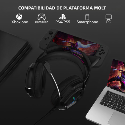 Audífonos Voistek V10 Para Juegos De 3,5 Mm Con Micrófono Color Negro