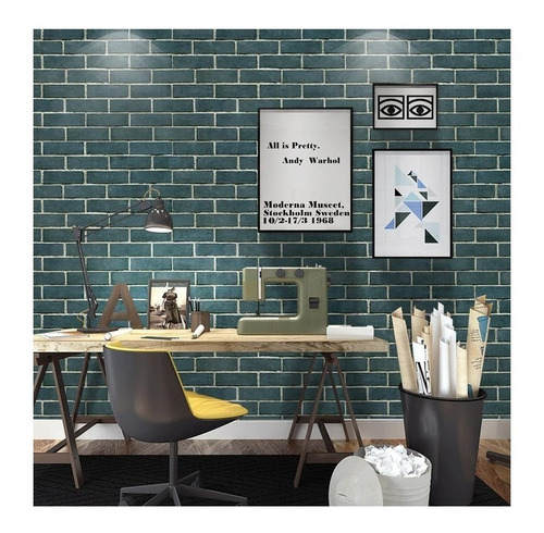 Imagen 7 de 7 de Tapiz Vinilo Autoadhesivo Diseño Ladrillo Azul 45x1000cm