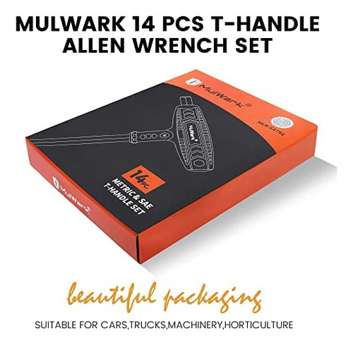 Mulwark Juego De Llaves Allen Con Mango En T De 14 Piezas Mé
