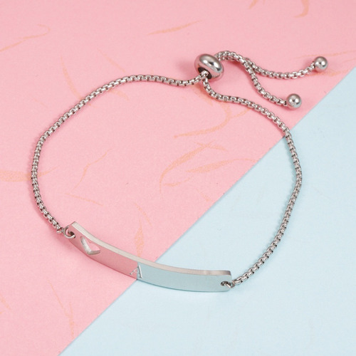 Pulsera Inicial Letra F Acero Personalizada Rosa Oro