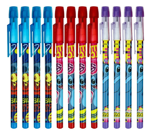 12 Lapiceros Con Punta Intercambiables Stitch
