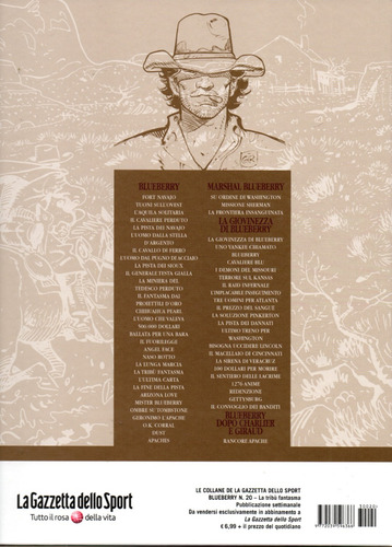 Blueberry Vol. 20 - La Tribù Fantasma - 60 Páginas - Italiano - Editora La Gazzetta Dello Sport - Formato 23 X 29,5 - Capa Dura - 2023 - Bonellihq Cx801 Jan25