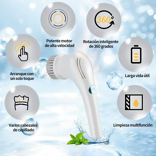 Cepillo Limpiador Eléctrico 5 Cabezales Recargable Usb
