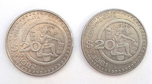 Monedas De 20 Pesos Cultura Maya 1981 Y 1982