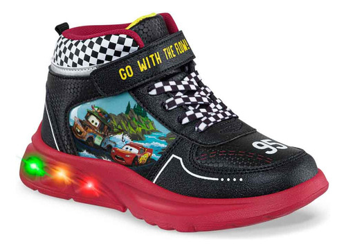 Tenis Con Luces Cars Fury Negro-roj Para Niño Disney