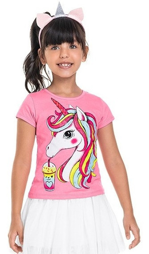 Blusa Infantil Manga Curta Com Tiara Marlan 64678   Tam 4à10