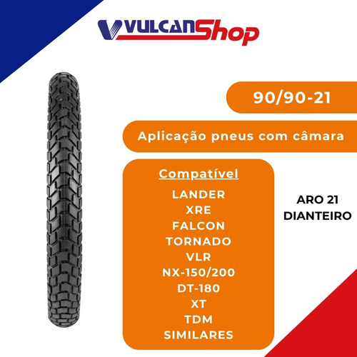 Pneu 90/90-21 Dianteiro C/câmara Lander Xre Tornado Technic