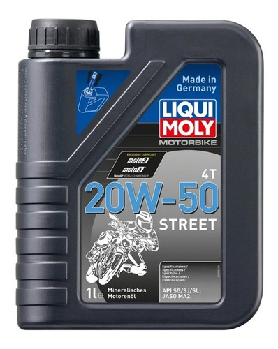 Aceite para motor Liqui Moly Motorbike 4T Street 20W-50 para motos y cuatriciclos de 1 unidad x 1L