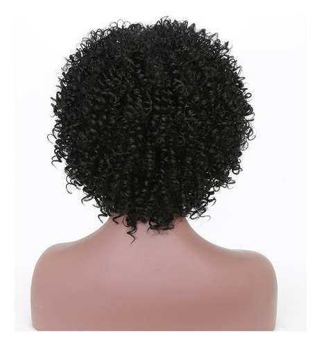 Sh Peluca Corta De Cabello Humano Con Rizos Afro Negros Y