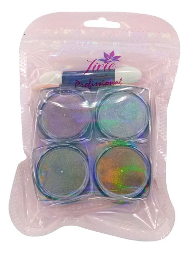 Kit 04 Glitter Holografico Lirio Profissional Nail Art
