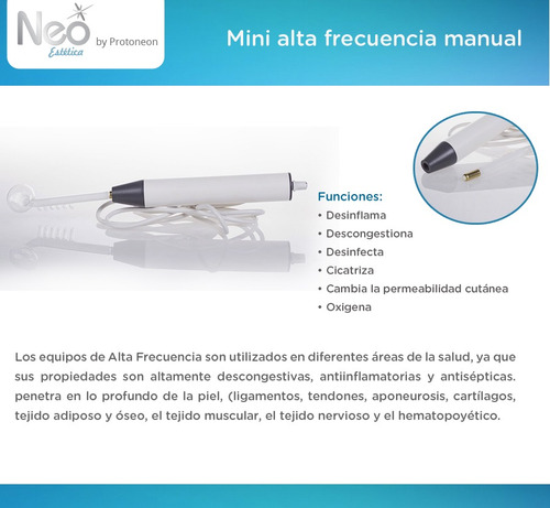 Imagen 7 de 12 de Alta Frecuencia Mini Protoneon Cicatriza Oxigena Manual