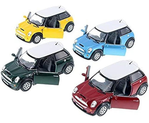 Juego De 4: Mini Cooper S Escala 1:28 (azul/verde/rojo/amar