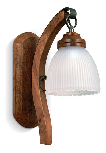 Aplique Rustico Estilo Madera Y Vidrio Lampara Led Buena Luz