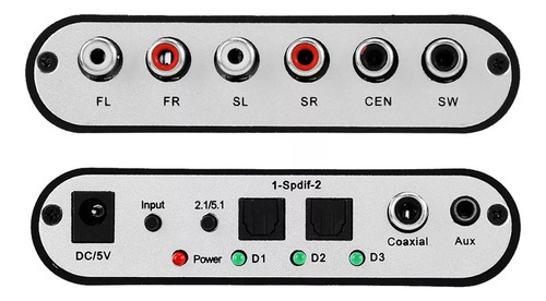 Convertidor Coaxial De Fibra Óptica Digital Dts Channel 5.1