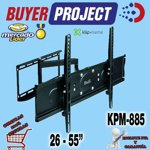 Imagen 2 de 4 de Soporte Pared Tv Led 26-55'' Kpm-885 Incl. +/-12° Gira. 180°