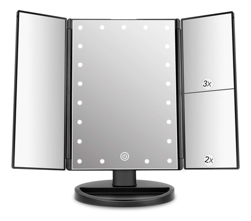 Espejo De Tocador Iluminado Triple Con 21 Luces Led