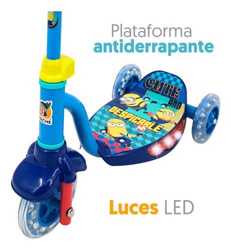 Scooter Para Niño Minions Con Luces Marca Apache Azul Minions