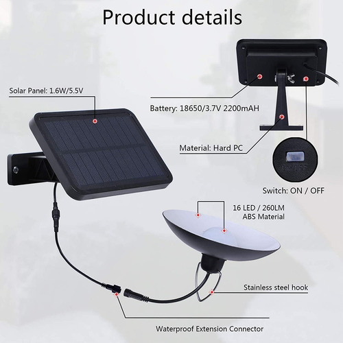 Lampara Luz Calida Led Solar Colgante Con Control Remoto