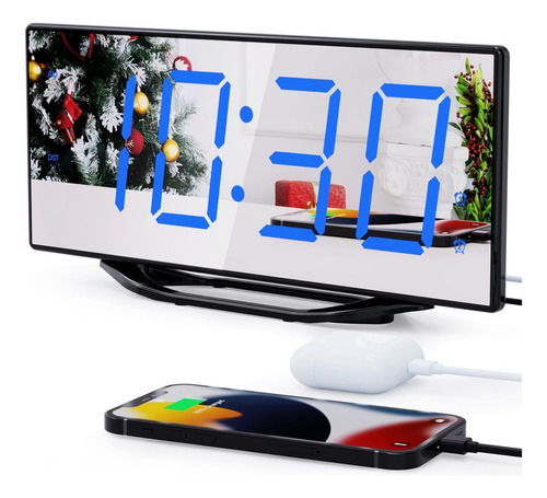 Reloj Despertador Digital Doble Con 2 Cargadores Usb Para Ad