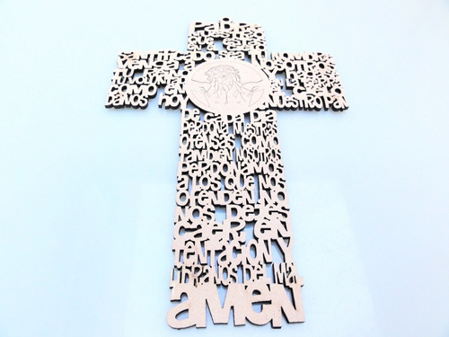 Cruz Padre Nuestro 20cm X 15u - Mdf / Fibrofacil