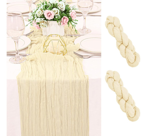 2pz Camino De Mesa Boho Gasa Estilo Rústico Decoración Boda