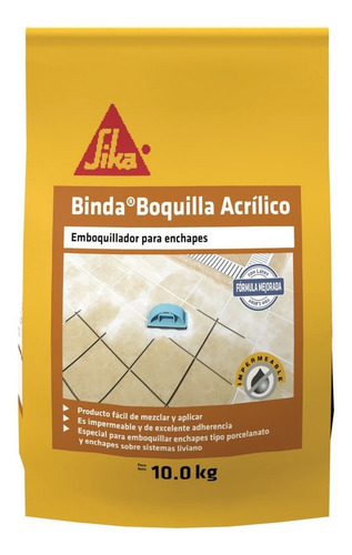 Sika Binda Boquilla Acrílico Mortero Impermeable Blanco 10kg