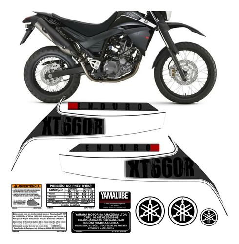 Kit Adesivo Moto Xt660r 2010 2011 2012 2013 Emblema Etiqueta