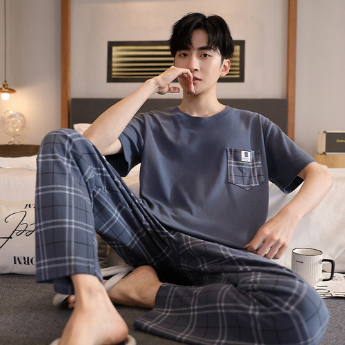 Conjunto De Pijama De Algodón Para Hombre, Verano