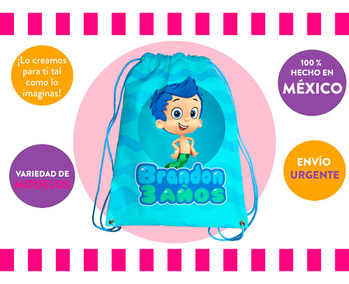 Morralitos Recuerdos Fiesta Bubble Guppies Personalizado 35u