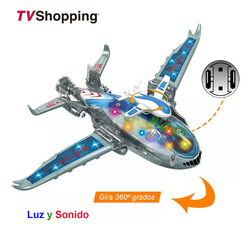Avión Con Engranes Luces Movimiento Sonido Juguete 6 De Ener
