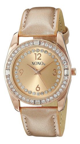 Reloj Mujer Xoxo Xo3439 Cuarzo Pulso Oro Rosa En Cuero