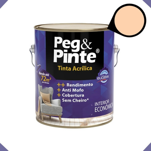 Tinta Eucatex Acrilica Pintura Parede Peg E Pinte 3,6l Cores Cor Pêssego Rosado