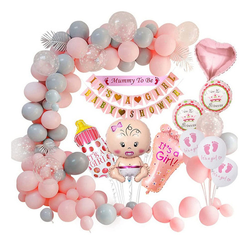 Decoraciones Para Baby Shower Para Niña, Juego De Globos Ros