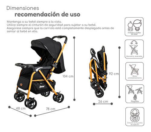 Carriola D'bebé Lal Plegable Reversible Con Portavasos